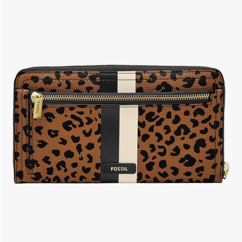 Fossil Leopard Print Logan Wallet